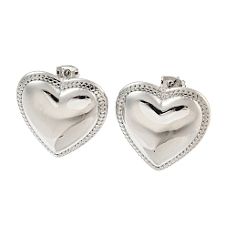 Платина Серьги-гвоздики из латуни с реечным покрытием, долговечный, без свинца и без кадмия, сердце, платина, 25x25 мм
