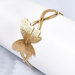 Золотой Бабочка 304 браслеты-манжеты из нержавеющей стали для женщин, золотые, внутренний диаметр: 1.97x2.19 дюйм (5x55.5 см)