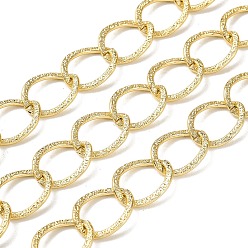 Золотой Оксидированные алюминиевые текстурированные бордюрные цепи, несварные, с катушкой, золотые, 19.5x15x1.5 мм, около 65.62 футов (20 м) / рулон
