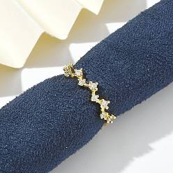 Настоящее золото 18K Кольца-манжеты из прозрачного кубического циркония, украшения из латуни для женщин, долговечный, стойки покрытие, без свинца и без кадмия, реальный 18 k позолоченный, 4.5 мм, внутренний диаметр: 16 мм