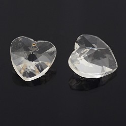 Clear Faceted Heart Glass Charms, Clear, 14.5x14x8mm, Hole: 0.5mm