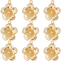 Настоящее золото 18K 10 латунные подвески шт., , долговечный, без никеля , реальный 18 k позолоченный, 17x14x3 мм, отверстие : 1.5 мм