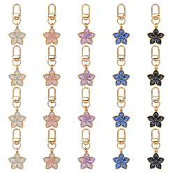 (52) Непрозрачная лаванда 20 шт. 5 брелоки из цинкового сплава разных цветов, цветок, золотые, разноцветные, 61.5 мм, 4 шт / цвет