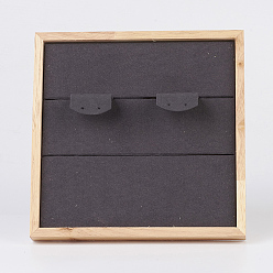 Gray Wood Earring Displays, with Faux Suede, Rectangle, Gray, 19x10x19cm