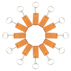 Platinum DIY Keychain Making Kits, with Bamboo Pendants, Iron Split Key Rings & Jump Rings, Platinum, Pendants: 44.5x19.5x3.5mm, Hole: 2.5mm