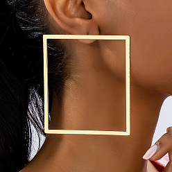 Золотой Серьги сплава, полый прямоугольник, золотые, 80x70 мм