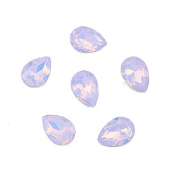 Violet K9 Glass Rhinestone Cabochons, Pointed Back & Back Plated, Faceted, Teardrop, Violet, 10x7x3.7mm