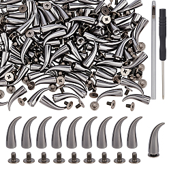 Черный Цвет Металла 50 устанавливает заклепки с конусными шипами из сплава, с винтом, для кошелька сумка обувь панк-рок кожаный ремесленный ремень для одежды, 1ПК кожа дырокол для кожевенного ремесла, 1отвертка для ПК, металлический черный , 19.5x7x6.5 мм, отверстие : 2 мм