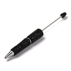 Черный Пластиковая шариковая ручка, ручка со стеклянными стразами, для индивидуальной ручки с ювелирными бусинами, чёрные, 151x16 мм