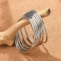 Нержавеющая Сталь Цвет 7 шт. 201 наборы простых браслетов из нержавеющей стали для женщин, цвет нержавеющей стали, 2-3/8 дюйм (6 см)