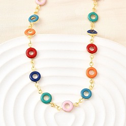 Настоящее золото 18K Латунные цветные эмалевые пончиковые цепочки-цепочки для женщин, без кадмия и без свинца, стойки покрытие, долговечный, реальный 18 k позолоченный, 17.52 дюйм (44.5 см)