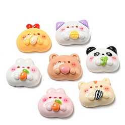 Mixed Shapes Непрозрачная смола декодирует кабошоны, для изготовления ювелирных изделий, животное с фруктами, разнообразные, 16~21x21~22x9~9.5 мм