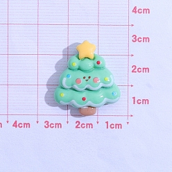 Светло-зеленый Рождественская серия из непрозрачной смолы декодирует кабошоны, рождественская елка, светло-зеленый, 25x25 мм