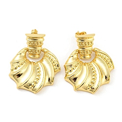 Real 16K Gold Plated Brass Dangle Stud Earrings, Shell Shape, Real 16K Gold Plated, 31.5x25.5mm
