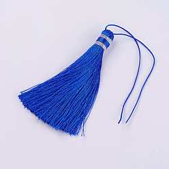 Синий Нейлоновая нить кисточкой большие украшения кулон, синие, 100x10 мм