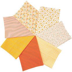 Orange Bedruckter Blumenbaumwollstoff, für Patchwork, Taschentuch an Patchwork nähen, Quilten, orange, 50x50 cm, 7 Blätter / Satz