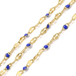 Синий Ионное покрытие (ip) 304 цепи из нержавеющей стали, Эмаль стиле, реальный 18 k позолоченный, пайки, с катушкой, полированный, синие, 4x2x0.3 мм, около 32.81 футов (10 м) / рулон