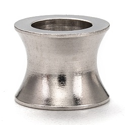 Нержавеющая Сталь Цвет Не тускнеет 201 бусины из нержавеющей стали, бусины с большим отверстием, вогнутая колонна, цвет нержавеющей стали, 10x8 мм, отверстие : 6.5 мм