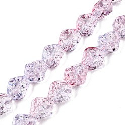 Бледно-Розовый Стеклянные бусины с гальваническим покрытием , самородки, розовый жемчуг, 13.5~14x13.5x10 мм, отверстие : 0.9 мм, около 49~50 шт / нитка, 26.97~27.56 дюйм (68.5~70 см)