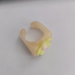 Цвет Древесины Кольца-манжеты из смолы для женщин, цветок, деревесиные, внутренний диаметр: 18 мм