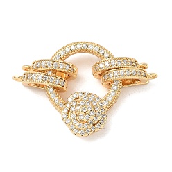 Настоящее золото 18K Латунное микропейв, прозрачный кубический цирконий, складные застежки, без кадмия, без никеля и без свинца, кольцо и роза, реальный 18 k позолоченный, 33 мм