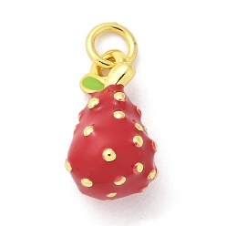 Pear Латунь эмаль подвески, с целью перехода в кольце, без свинца и без кадмия, реальный 18 k позолоченный, фруктовое очарование, груша, 15.5x9x8.5 мм, отверстие : 3 мм