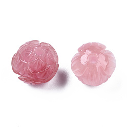 Pale Violet Red Synthetic Coral Beads, Dyed, Imitation Jade, Flower, Pale Violet Red, 10x11x10.5mm, Hole: 1.6mm