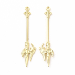 Golden Rack Plating Alloy Big Pendants, Cadmium Free & Nickel Free & Lead Free, Halberd Charm, Golden, 70x16x3mm, Hole: 2mm