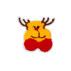 Олень Рождественская тема компьютеризированная вышивка ткань утюг / пришивание патчей, аксессуары для костюма, аппликация, олень, 63x66 мм