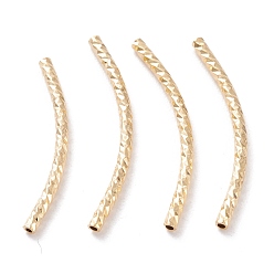 Real 24K Gold Plated Brass Tube Beads, Long-Lasting Plated, Curved Beads, Tube, Real 24K Gold Plated, 25x1.5mm, Hole: 0.8mm