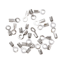 Нержавеющая Сталь Цвет 304 из нержавеющей стали раз за обжима концы шнура, заглушки для шнуров колонн, зажимы, трубки для изготовления ювелирных изделий, цвет нержавеющей стали, 6.3x1.8 мм, отверстие : 1.7 мм, внутренний диаметр: 1 мм