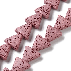 Бледно-фиолетовый Красный Нити из натуральных бусин из лавы, окрашенных в треугольники, бледно-фиолетовый красный, 13x14x5 мм, отверстие : 1.2 мм, около 31 шт / нитка, 15.35'' (39 см)