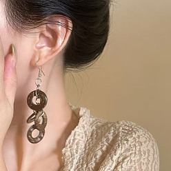 Ring Pendientes colgantes de aleación y madera para mujer, anillo, 60 mm