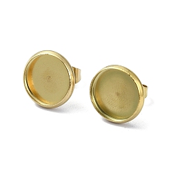 Золотой 304 Настройки серьги из нержавеющей стали, круглые, золотые, лоток : 12 мм, 13.5 мм, штифты : 11x0.7 мм