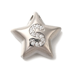 Letter S Стойка металлическая латунная микропрофилированная кубическая циркония подвески, долговечный, без кадмия и без свинца, буквы, платина, Письмо с, 15.5x16.5x5.5 мм, отверстие : 3 мм