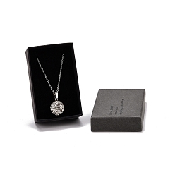 Черный Картонные коробки ювелирных изделий, с черной губкой внутри и серой защелкивающейся крышкой, для ожерелий и колец, прямоугольник со словом, чёрные, 5x8x2.7 см