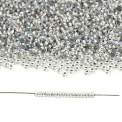(261) Inside Color AB Crystal/Gray Lined Toho 11/0 полукруглые бусины, японский бисер, (261) внутри цвет ab кристалл / серая подкладка, 11/0, 2.2x0.9 мм, отверстие : 0.8 мм, Около 1733 шт / 10 г