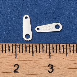 Argent 925 liens en argent sterling, languettes de la chaîne, avec cachet 925, argenterie, 8x2.5x0.4mm, trou: 0.7 et 1.4 mm
