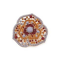 Цветок Сплава брошь, пластиком и горный хрусталь, для рюкзака для одежды, цветок, 49x51 мм