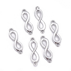 Antique Silver Tibetan Style Alloy Link, Infinity, Cadmium Free & Lead Free, Antique Silver, 8.5x29x1mm, Hole: 2mm, about 1280pcs/1000g