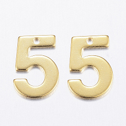 Number 201 прелести нержавеющей стали, число, кол. 5, золотые, 11x7.5x0.8 мм, отверстие : 1 мм