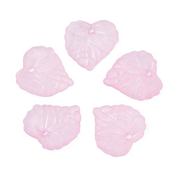 Pearl Pink Transparent Acrylic Pendants, Frosted, Heart, Pearl Pink, 16x15x3mm, Hole: 1.8mm, about 1400pcs/500g