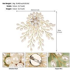 Golden ABS-Imitationsperle Acrylblumenbrosche, golden, 95x95 mm