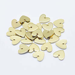 Real 18K Gold Plated Brass Charms, Long-Lasting Plated, Real 18K Gold Plated, Nickel Free, Heart, 8x8x1mm, Hole: 1mm