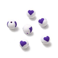 Индиго Бусины из полимерной глины , круглые с сердца шаблона, индиговые, 8 мм, отверстие : 1.5 мм