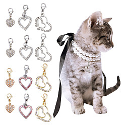 Платиновый & Золотой 12 шт. 6 стили сердце латунный и сплав горный хрусталь подвеска украшение, с 304 из нержавеющей стали Lobster Claw застежками, платиной и золотом, 21~33 мм, 2 шт / стиль