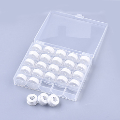 White 402 Polyester Sewing Thread, Plastic Bobbins and Clear Box, White, 0.1mm, 50m/roll, 25rolls/box