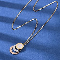 Розовыйы Золотой & Нервежающая Сталь 304 римские цифры из нержавеющей стали 3 ожерелья с подвесками и кольцами, с белым пластиком, розовое золото & нержавеющей стали цвет, 18.27 дюйм (46.4 см)