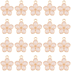 Pink 30подвески из эмалированной стали с покрытием из светлого золота, цветок, розовые, 17x14.5x1.5 мм, отверстие : 1.6 мм