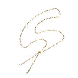 Золотой 2.5мм 304 изготовление ожерелья из цепочки-скрепки из нержавеющей стали, с латунной бисера, золотые, 23.39 дюйм (59.4 см)
